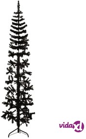 vidaXL Albero Natale Artificiale Sottile a Metà e Supporto Nero 240 cm