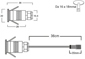 Faretto LED Mini 1W IP67 - PROFESSIONAL da incasso Colore Bianco Caldo 2.700K