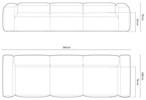 Divano blu polveroso con rivestimento in velluto a coste 364 cm Bergamo – Cosmopolitan Design