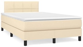 Letto a molle con materasso e led crema 120x190 cm in tessuto