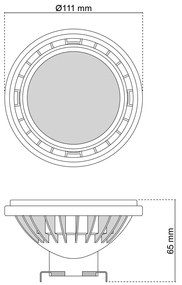 Lampada LED G53 15W angolo 120° 12V AC/DC Colore Bianco Caldo 3.000K