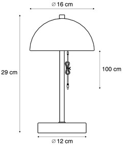 Lampada da tavolo da esterno verde scuro con LED dimmerabile a 3 livelli IP44 ricaricabile - Keira