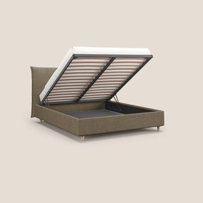 Audrey letto imbottito contenitore e sfoderabile in tessuto fiammato impermeabile T03 marrone