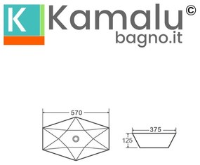 Kamalu - lavabo da appoggio 57cm design esagonale bianco | litos-k57