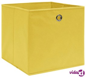 vidaXL Scatole Portaoggetti 4pz Gialle 32x32x32 cm Tessuto