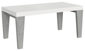 Tavolo allungabile Spimbo Mix piano e gambe in diverse finiture, Bianco Frassino / Cemento / 90x180/284 cm