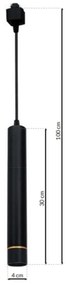Lampadario LED su filo per sistema a binario TRACK PENDANT LED/3W/230V nero