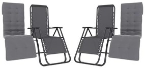 Set Di 2 Poltrone Sedie Sdraio Relax Reclinabili Gravità 0 Con Cuscino Trapuntato Imbottito Design Ergonomico Richiudibile Salvaspazio In Acciaio Tubolare Portata Max 120 Kg (Grigio Scuro)