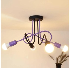 Lampadario a plafone OXFORD 4xE27/15W/230V nero/viola