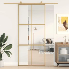 Porta Scorrevole Dorata 90x205 Vetro Trasparente Esg Alluminio /
