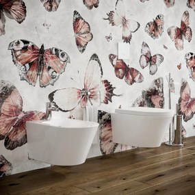 Bidet e Vaso wc sospesi Arco filo muro in ceramica completo di sedile softclose