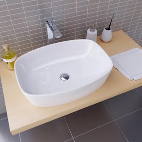 Lavabo da appoggio Balta ovale in ceramica L 50.5 x H 14 x P 38.5 cm bianco lucido