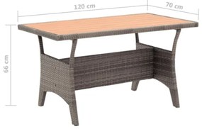 Tavolo da Giardino Grigio 120x70x66 cm in Polyrattan