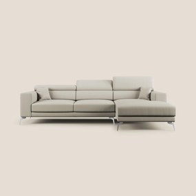 Blade Divano moderno angolare con poggiatesta reclinabili in Ecopelle T04 tortora