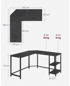 Scrivania angolare SOLEA nera