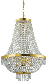 Lampadario Classico Caesar Metallo-Cristallo Oro 12 Luci G9 3W 3000K Luce Calda