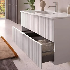 Mobile bagno sospeso 100 cm con lavabo e 2 cassetti LYRA Bianco Opaco
