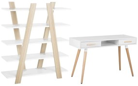 Set di mobili da ufficio legno chiaro e bianco ESCALANTE/FRISCO Beliani