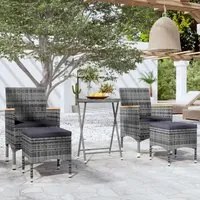 Set Bistrot da Giardino 5pz Polyrattan e Vetro Temperato Grigio 3058395