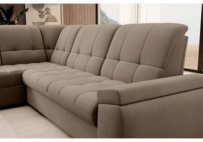 Divano angolare marrone allungabile/con contenitore (con penisola a sinistra/a L) e rivestimento in velluto Sado – ELTAP