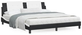 Letto con materasso nero e bianco 180x200 cm in similpelle