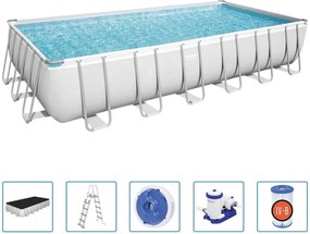 Set Piscina Power Steel Rettangolare 732x366x132 cm Bestway