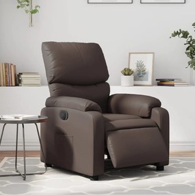 Poltrona Reclinabile Elettrica Marrone İn Similpelle /