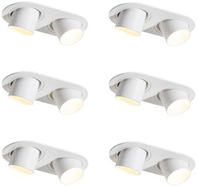 Set di 6 faretti da incasso bianchi GU10 35mm orientabili 2 luci - Installa