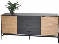 Credenza 2 Ante 3 Cassetti 164x40x75 cm Allycia in Legno Nero