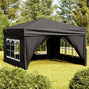 Tenda Per Feste Pieghevole Con Pareti Laterali Nero 3x3 M /