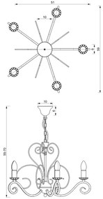 Lampadario a sospensione con catena MAURO 5xE14/60W/230V