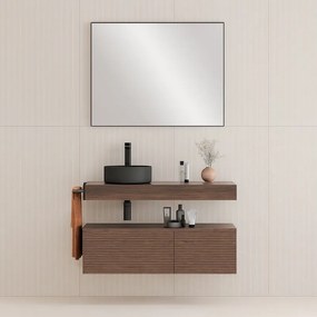 Mobile da bagno sospeso sotto lavabo Step L 100.3 x H 30 x P 46 cm noce cannettato, 2 cassetti sx,lavabo non incluso