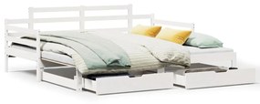 Dormeuse letto estraibile e cassetti bianco 90x200cm legno pino