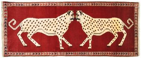 Gabbeh Tappeto 220x90 Rosso (Iran) Annodato A Mano