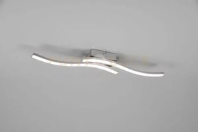 Plafoniera route led 2 bacchette ondulate l.54cm acciaio satinato r...