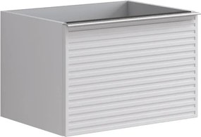 Mobile da bagno sospeso sotto lavabo Pixel stripes 2 cassetti L 60 x H 40 x P 45.5 cm bianco laccato opaco, con maniglia alluminio brillante