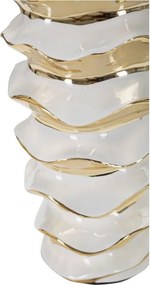 Lampada da tavolo bianca/dorata in ceramica con paralume in tessuto (altezza totale 53 cm) Glam Space – Mauro Ferretti