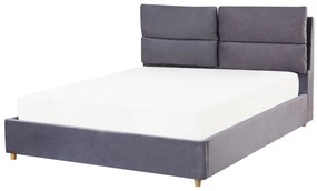 Letto matrimoniale con contenitore velluto grigio 140 x 200 cm BATILLY Beliani