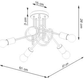 Sollux SL.1475 - Lampadario a plafone EMBER 5xE27/15W/230V bianco/beige/faggio