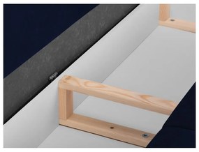 Divano letto in velluto blu con contenitore, 215 cm Freesia - Mazzini Sofas