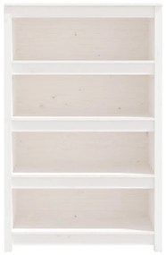 Libreria bianca 80x35x126 cm in legno massello di pino