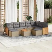 Set Divano da Giardino 10 pz con Cuscini Beige in Polyrattan 3228229