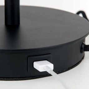 Orion LA 4-1205/1 - Lampada da tavolo con porta USB LUDWIG 1xE27/40W/230V nero