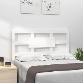 Testiera Per Letto Bianca 105,5x4x100 Cm Legno Massello Di Pino /