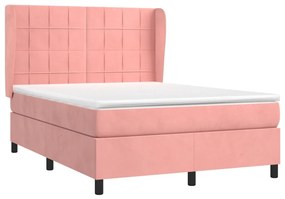 Giroletto a Molle con Materasso Rosa 140x190 cm in Velluto