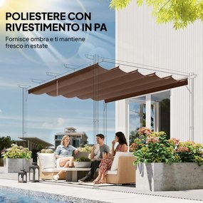 Tetto di Ricambio per Pergola Gazebo da Giardino 300x400 cm in Poliestere Caffè...