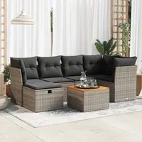 Set Divani da Giardino 7 pz con Cuscini Grigio in Polyrattan 3325763