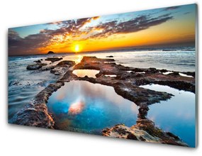 Quadro su vetro acrilico Mare, sole, paesaggio 100x50 cm