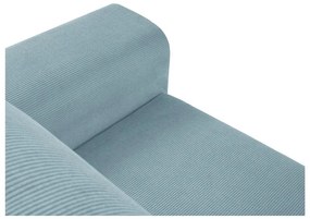 Divano angolare azzurro allungabile e con contenitore (con penisola a sinistra/con chaise lounge) con rivestimento in velluto a coste Kyoto – Cosmopolitan Design