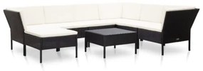 Set Divani da Giardino 8 pz con Cuscini in Polyrattan Nero